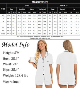 SWOMOG Womens Button Down Pajamas Set Short Sleeve Sleepwear Bride Soft Pj Lounge Sets XS-3XL