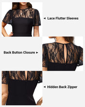 Load image into Gallery viewer, Women&#39;s Cocktail Dresses Crew Neck Short A Line Dress with Lace Sleeves