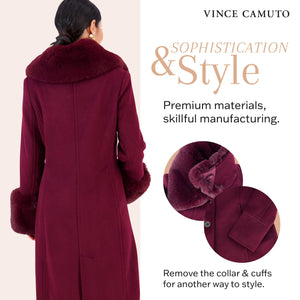 Vince Camuto Winter Coats, Women Single-Breasted Fur Collar Cuffed Womens Jacket