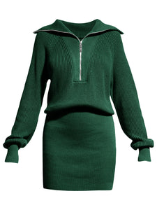 Womens Zipper Up Bodycon Sweater Dress Cozy Pullover Long Sweaters in 8 Colors