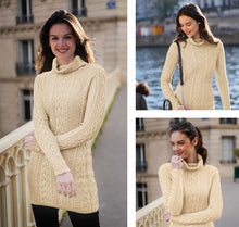 Load image into Gallery viewer, Women Polo Neck Long Slim Fitted Dress Bodycon Turtleneck Cable Knit Sweater