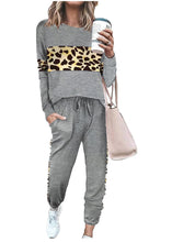 Load image into Gallery viewer, Leopard Sweatsuits Women 2 Piece Sets Crew neck Long Sleeve Tops Pants, Tracksuit with Pockets