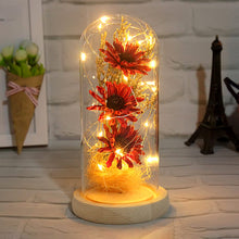 Load image into Gallery viewer, Sunflower Gifts for Women, Sunflowers Artificial Flowers in Glass Dome with LED Strip (Yellow)