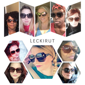 LECKIRUT Oversized Sunglasses for Women Polarized UV Protection Classic Fashion Ladies Shades Black Frame Gray Lens