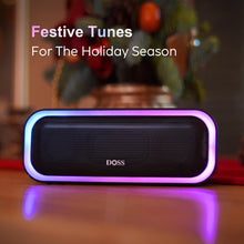 Load image into Gallery viewer, DOSS Bluetooth Speaker, SoundBox Pro Wireless Speaker with 20W Stereo Sound, Active Extra Bass, Bluetooth5.0, IPX6 Waterproof, Wireless Stereo Pairing, Multi-Colors Lights, 20Hrs Playtime