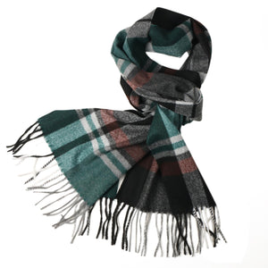 Herringbone Houndstooth Checked Pattern Cashmere Feel Classic Soft Luxurious Unisex Winter Scarf