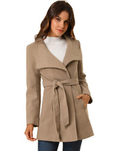 Load image into Gallery viewer, Women&#39;s Classic Stand Collar Long Sleeve Winter Belted Long Coat