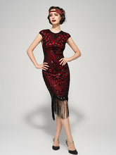 Load image into Gallery viewer, SWEETV Women&#39;s Flapper Dresses 1920s Great Gatsby Dresses Sequin Fringed Roaring 20s Cocktail Dress