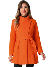 Load image into Gallery viewer, Women&#39;s Classic Stand Collar Long Sleeve Winter Belted Long Coat