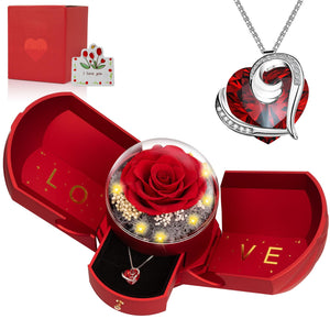 Valentines Day Gifts for Her, Preserved Real Red Rose Forever Flowers Rose