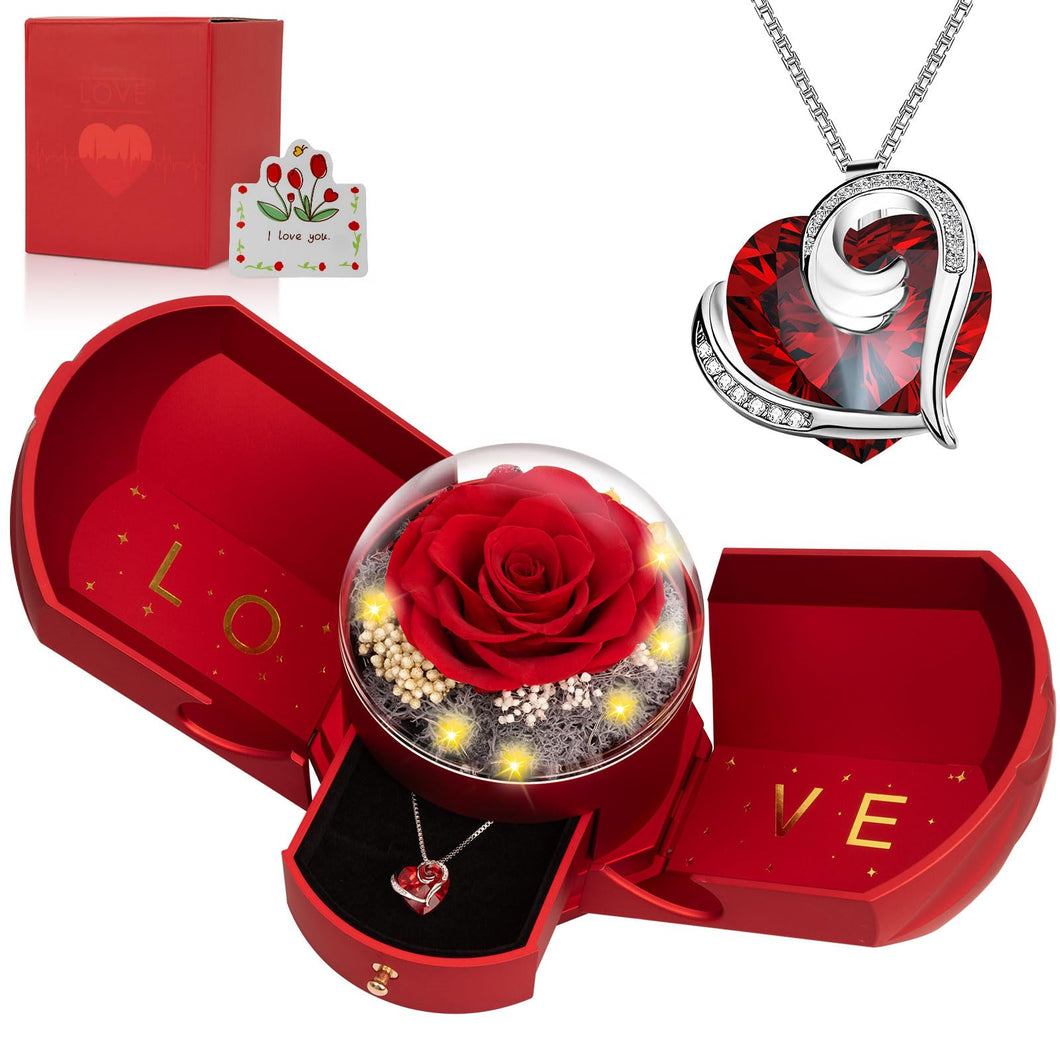 Valentines Day Gifts for Her, Preserved Real Red Rose Forever Flowers Rose