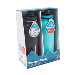 ThermoFlask 14/16/24/40 oz Double Wall Vacuum Insulated Stainless Steel 2-Pack of Water Bottles