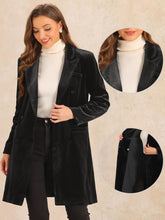 Load image into Gallery viewer, Velvet Coat for Women&#39;s Lapel Double-Breasted Long Outerwear Winter Coats