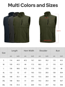 Men's Lightweight Golf Softshell Vest Outerwear Full Zip Fleece Lined Windproof Sleeveless Jacket for Hiking Running