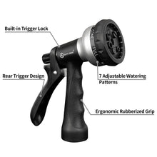 Load image into Gallery viewer, AUTOMAN-Garden-Hose-Nozzle,ABS Water Spray Nozzle with Heavy Duty 7 Adjustable Watering Patterns,Slip Resistant for Plants,Lawn,Washing Cars,Cleaning,Showering Pets &amp; Outdoor Fun.