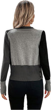 Load image into Gallery viewer, Women&#39;s Color Block Button Down Caridiagn Sweaters Long Sleeve Collared Knit Tops