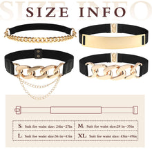 Load image into Gallery viewer, Zhanmai 4 Pieces Belts for Women Metal Gold Stretch Waist Belt Skinny Wide Chain Belt Elastic Belt for Dress