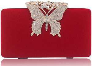 Dexmay Rhinestone Clutch Bag with Crystal Butterfly Clasp Women Evening Handbag Formal Party Purse