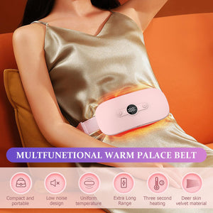 Portable Electric Heating Pad, Abdominal Massager Menstrual Heating Pad Fast Heating Belly Wrap Belt with 4 Heat Levels and 4 Vibration Modes for Women and Girl(Pink)