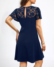 Load image into Gallery viewer, Women&#39;s Cocktail Dresses Crew Neck Short A Line Dress with Lace Sleeves