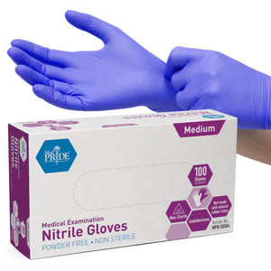 MedPride Powder-Free Nitrile Exam Gloves, Iris Blue, Multiple Choices