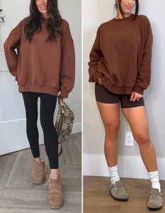 Oversized Sweatshirt for Women Fleece Crewneck Long Sleeve Loose Casual Pullover Top Fall Winter Trendy