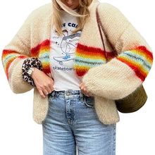 Load image into Gallery viewer, Women&#39;s Striped Mohair Cardigan Sweaters Colorful Open Front Crochet Cardigans Lightweight Loose Knit Sweater