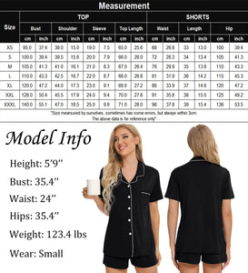 SWOMOG Womens Button Down Pajamas Set Short Sleeve Sleepwear Bride Soft Pj Lounge Sets XS-3XL