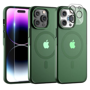 TAURI 5 in 1 for iPhone 16 Pro Max Case, Compatible with MagSafe [Not-Yellowing] with 2X Screen Protector + 2X Camera Lens Protector, Military-Grade Protection, Magnetic Case for 16 ProMax 6.9", Clear