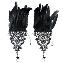 Load image into Gallery viewer, HOMELEX Women Black Lace Feather Gloves Witch Angel Costume Accessories Swan Wings Wrist Bands