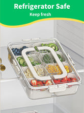 Load image into Gallery viewer, Snackle Box Container - Snack Box Container with 8 Compartments, Divided Serving Tray with Lid and handle for Charcuterie and Veggie, Portable Snack Tray for Travel, Picnic, Beach, Party, Lunch