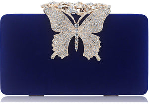 Dexmay Rhinestone Clutch Bag with Crystal Butterfly Clasp Women Evening Handbag Formal Party Purse