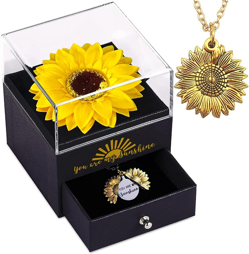 Artificial Sunflower Gifts, You are My Sunshine Necklace with Gift Box