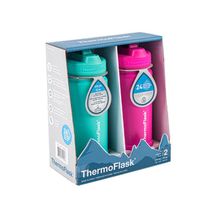 ThermoFlask 14/16/24/40 oz Double Wall Vacuum Insulated Stainless Steel 2-Pack of Water Bottles