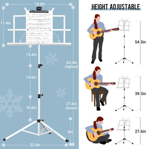 CAHAYA 2 in 1 Dual Use Extra Stable Reinforced Folding Sheet Music Stand & Desktop Book Stand Lightweight Portable Adjustable with Carrying Bag, Metal Music Stand with Music Sheet Clip Holder CY0204