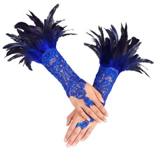 Load image into Gallery viewer, HOMELEX Women Black Lace Feather Gloves Witch Angel Costume Accessories Swan Wings Wrist Bands