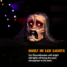 Load image into Gallery viewer, Halloween Zombie Decoration Outdoor, Groundbreaker Zombie Halloween Outside Decor, Zombies Props with Glowing Eyes and Sound for Scary Halloween Graveyard Haunted House Lawn Yard Garden