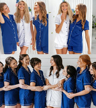 Load image into Gallery viewer, SWOMOG Womens Button Down Pajamas Set Short Sleeve Sleepwear Bride Soft Pj Lounge Sets XS-3XL