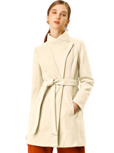 Load image into Gallery viewer, Women&#39;s Classic Stand Collar Long Sleeve Winter Belted Long Coat