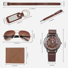 Load image into Gallery viewer, 6pcs Men&#39;s Gift Set with Box Brown Leather Belt Wallet Watch Glasses Keychain Ballpoint Pen Gifts for Men, Valentines Day Gifts for Him