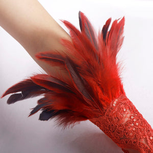 HOMELEX Women Black Lace Feather Gloves Witch Angel Costume Accessories Swan Wings Wrist Bands