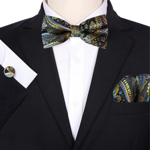 Men's Bow Tie Sets, Mens Ties Set/Bowties Set with Pocket Square and Cufflinks for Wedding Party Business