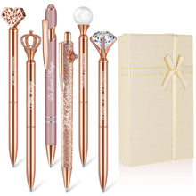 Load image into Gallery viewer, 6 Pcs Fancy Pens for Women, Crystal Diamond Pen for Journaling Pretty Glitter Ballpoint with Box Inspirational Gifts for Women