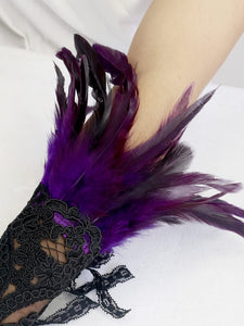 HOMELEX Women Black Lace Feather Gloves Witch Angel Costume Accessories Swan Wings Wrist Bands