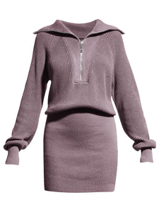 Womens Zipper Up Bodycon Sweater Dress Cozy Pullover Long Sweaters in 8 Colors