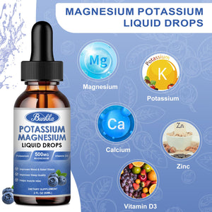 Potassium Magnesium Liquid Drops Supplement with Potassium 99mg, Magnesium 500mg,Calcium, Vitamin D3, Zinc, for Leg Cramps, Energy, Metabolism, for Adult and Kid,Sugar Free