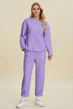 Load image into Gallery viewer, Double Take Full Size Texture Round Neck Long Sleeve Top and Pants Set