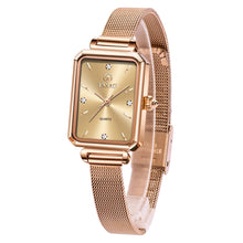 Load image into Gallery viewer, Women&#39;s Casual Watch, Rose Gold Tone Mesh Bracelet Stainless Steel Square Dress Watches for Women, Fashion Business Analog Quartz Ladies Small Wrist Watch