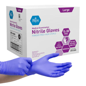 MedPride Powder-Free Nitrile Exam Gloves, Iris Blue, Multiple Choices