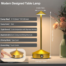 Load image into Gallery viewer, Cordless Table Lamps set of 2, Portable LED Desk Lamp, 6000mAh Battery Operated Lamp, 3 Level Brightness Rechargeable Lamp with Modern Design, Table Light for Home office/Bedroom/living room/Outdoor